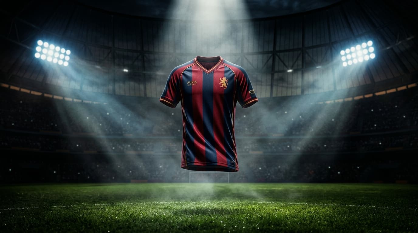 Premium football jersey in dramatic stadium lighting